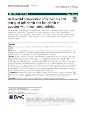 Real-World Comparative Effectiveness and Safety of Tofacitinib And