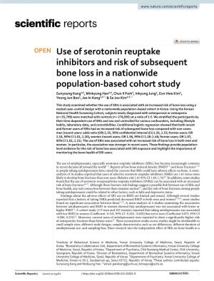 Use of Serotonin Reuptake Inhibitors and Risk of Subsequent Bone Loss In