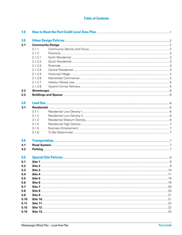 Table of Contents 1.0 How to Read the Port Credit Local Area Plan