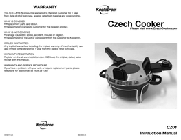 CZECH COOKER Technical Specifications