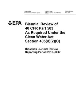 Biennial Review of 40 CFR Part 503 As Required Under the Clean Water Act Section 405(D)(2)(C)