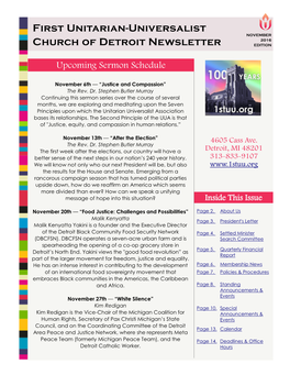 FIRST UNITARIAN-UNIVERSALIST CHURCH of DETROIT NEWSLETTER Page 3