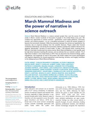 March Mammal Madness and the Power of Narrative in Science Outreach