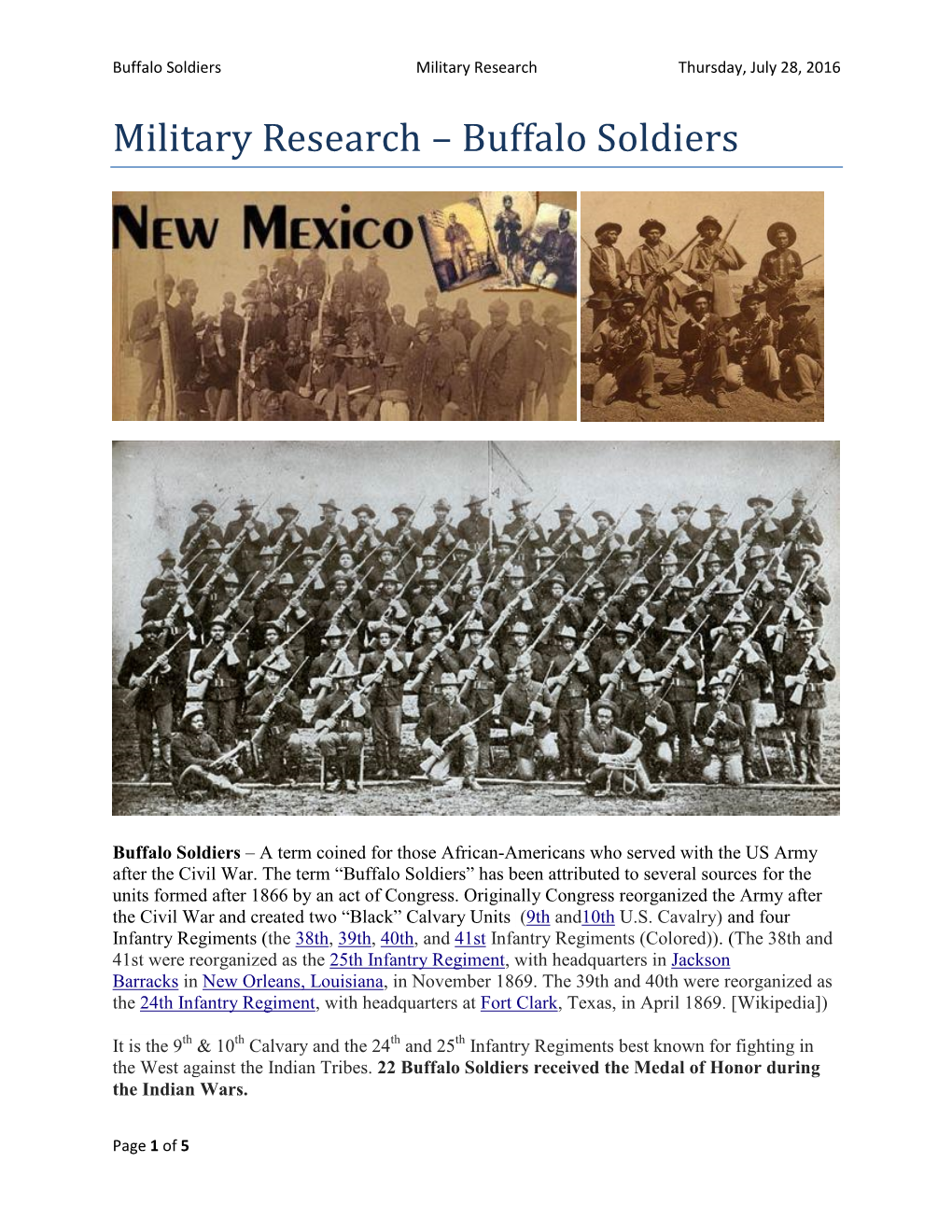 Military Research – Buffalo Soldiers