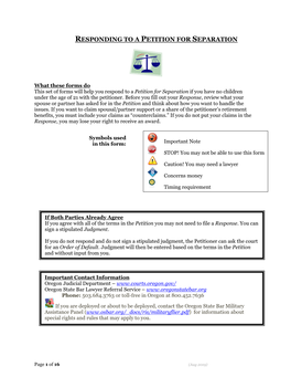 Responding to a Petition for Separation