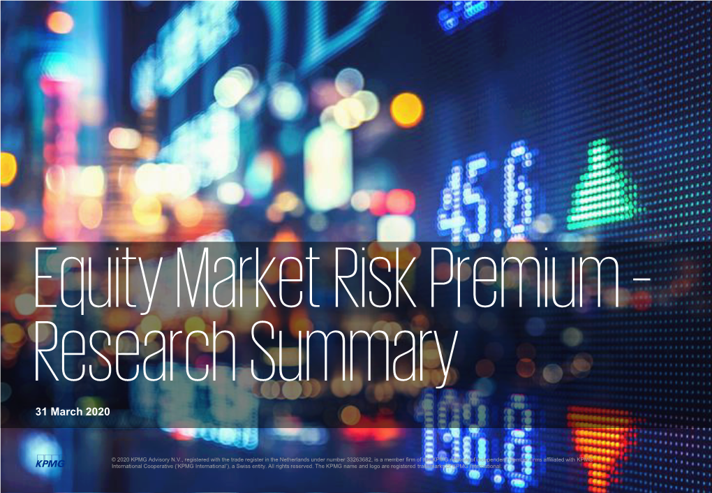 Equitiy Market Risk Premium Research Summary March 2020