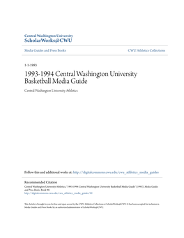 1993-1994 Central Washington University Basketball Media Guide Central Washington University Athletics