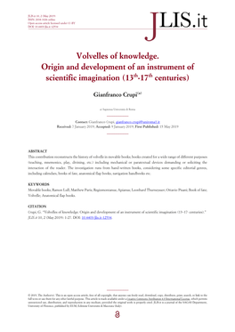 Volvelles of Knowledge. Origin and Development of an Instrument of Scientific Imagination (13Th-17Th Centuries)