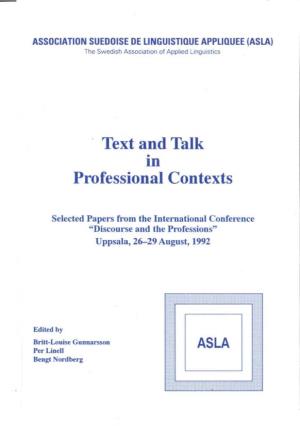 Text and Talk Professional Contexts