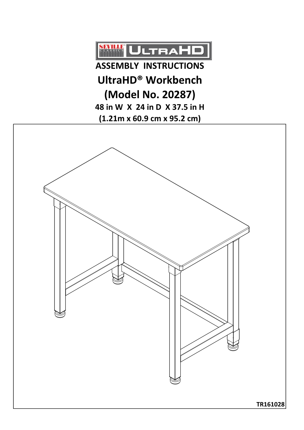 Ultrahd® Workbench (Model No. 20287) 48 in W X 24 in D X 37.5 in H (1.21M X 60.9 Cm X 95.2 Cm)