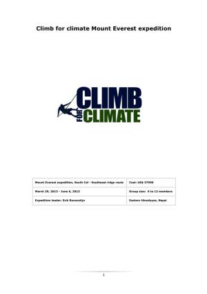 Climb for Climate Mount Everest Expedition