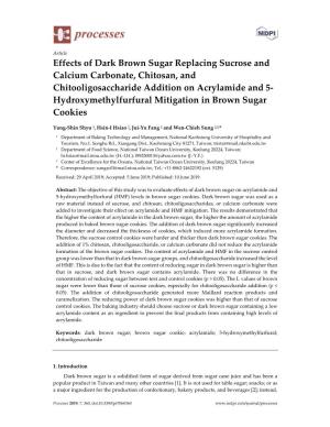 Effects of Dark Brown Sugar Replacing Sucrose and Calcium