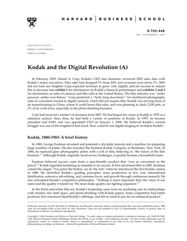 Kodak and the Digital Revolution (A)