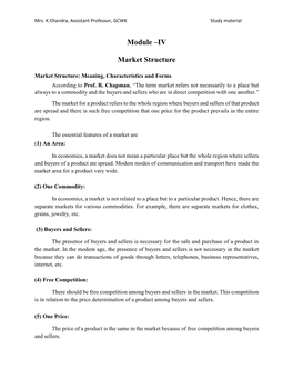 Module –IV Market Structure