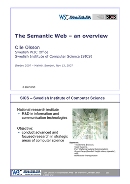 The Semantic Web – an Overview