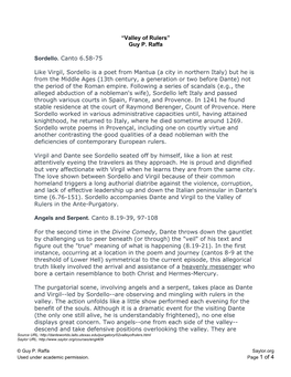Page 1 of 4 “Valley of Rulers” Guy P. Raffa Sordello. Canto 6.58-75