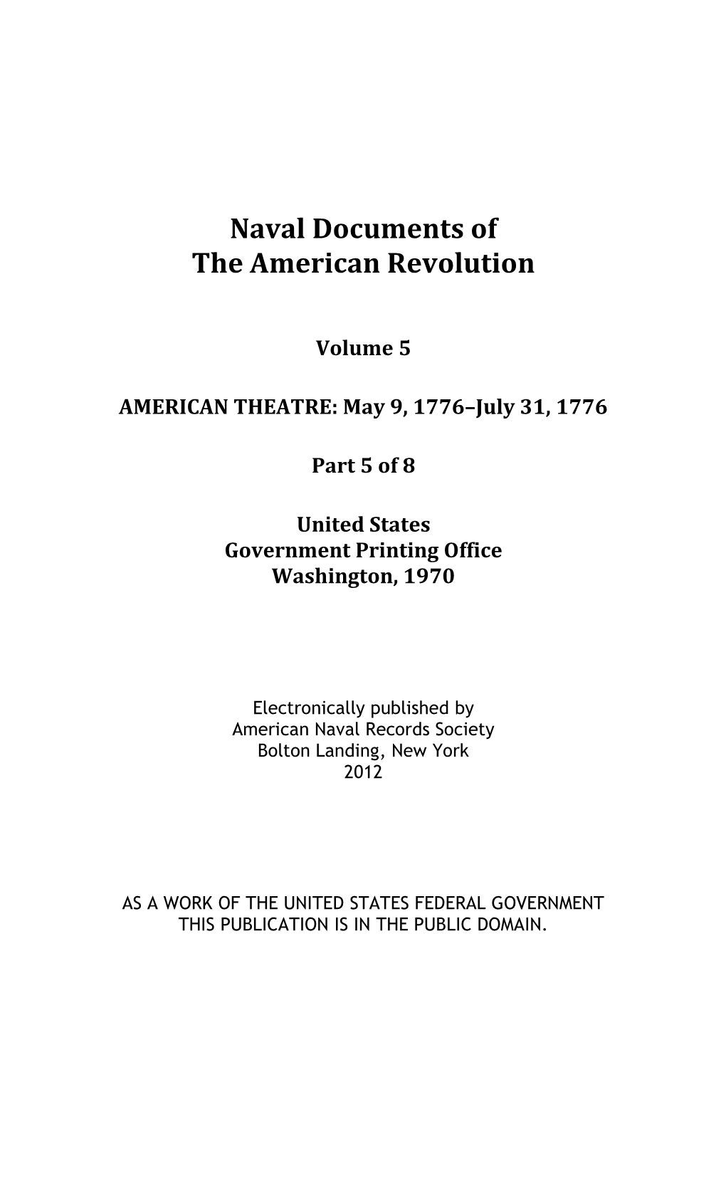 Naval Documents of the American Revolution