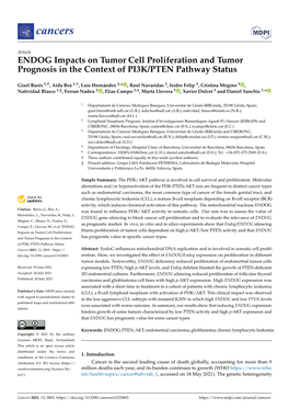 ENDOG Impacts on Tumor Cell Proliferation and Tumor Prognosis in the Context of PI3K/PTEN Pathway Status