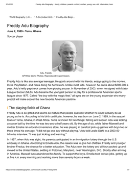 Freddy Adu Biography - Family, Children, Parents, School, Mother, Young, Son, Old, Information, Born