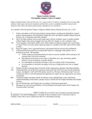 Sigma Lambda Gamma Eta Epsilon Chapter Code of Conduct