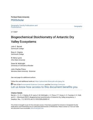 Biogeochemical Stoichiometry of Antarctic Dry Valley Ecosystems