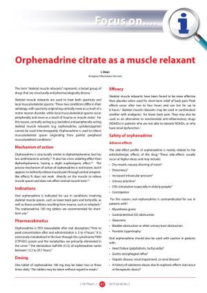 Orphenadrine Citrate As a Muscle Relaxant