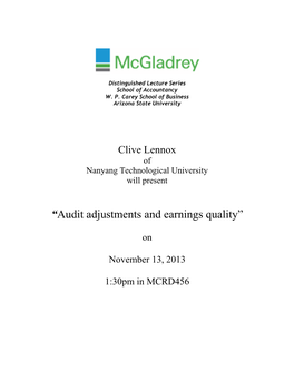 “Audit Adjustments and Earnings Quality”