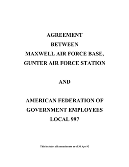 Agreement Between Maxwell Air Force Base, Gunter Air Force Station