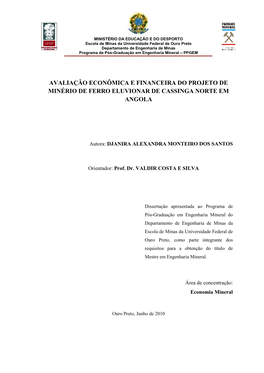 Dissertação De Mestrado, Universidade Federal De Ouro Preto – UFOP, Ouro Preto, P