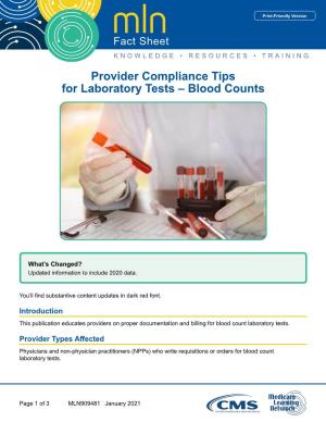 Provider Compliance Tips for Laboratory Tests-Blood Counts