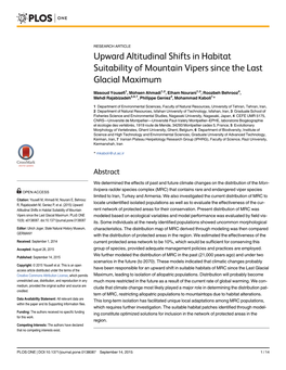 Upward Altitudinal Shifts in Habitat Suitability of Mountain Vipers Since the Last Glacial Maximum