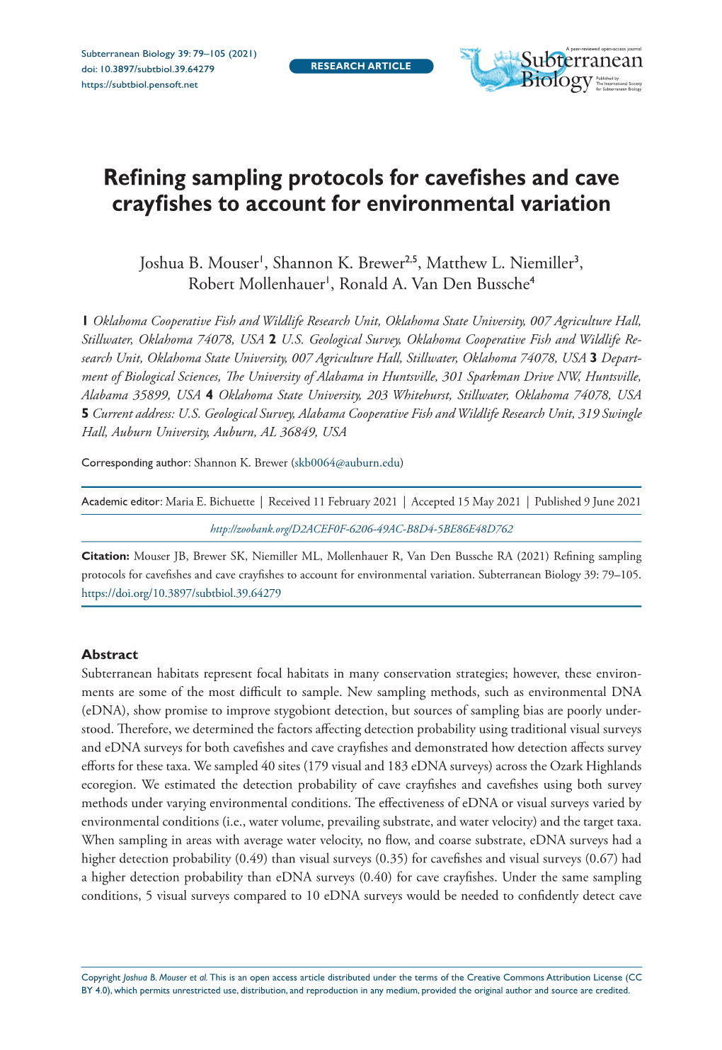 Refining Sampling Protocols for Cavefishes and Cave Crayfishes to Account for Environmental Variation