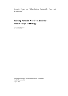 Building Peace in War-Torn Societies: from Concept to Strategy