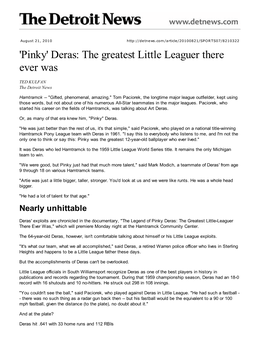 'Pinky' Deras: the Greatest Little Leaguer There Ever Was