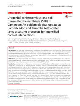 Urogenital Schistosomiasis and Soil-Transmitted Helminthiasis (STH)