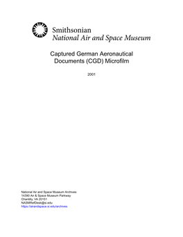 Captured German Aeronautical Documents (CGD) Microfilm