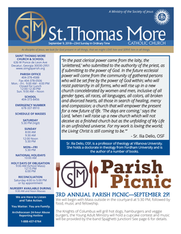 3RD ANNUAL PARISH PICNIC—SEPTEMBER 29! and Take Action
