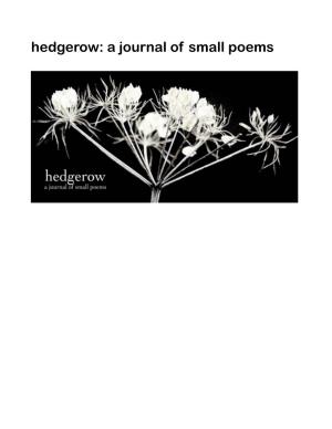 Hedgerow: a Journal of Small Poems