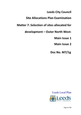 Leeds City Council Site Allocations Plan Examination Matter 7