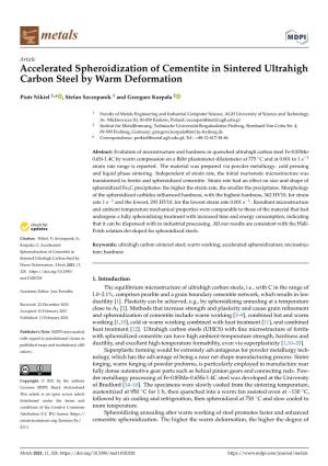Accelerated Spheroidization of Cementite in Sintered Ultrahigh Carbon Steel by Warm Deformation