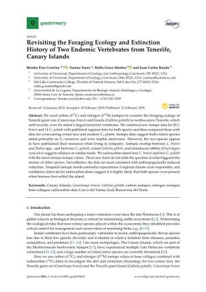 Revisiting the Foraging Ecology and Extinction History of Two Endemic Vertebrates from Tenerife, Canary Islands