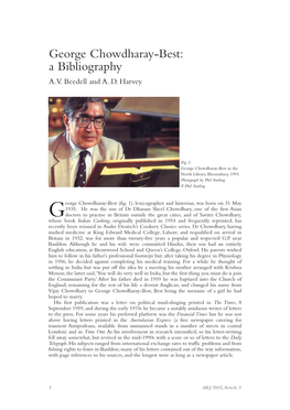 George Chowdharay-Best: a Bibliography A.V.Beedell and A