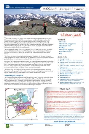 Eldorado National Forest Visitor Guide Where to Go - Campgrounds & Picnic Areas