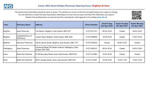 Easter 2021 Bank Holiday Pharmacy Opening Hours: Brighton & Hove