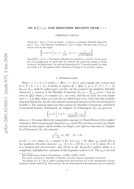Arxiv:2001.02405V1 [Math.NT]
