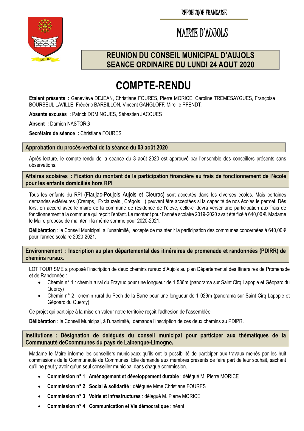 Compte-Rendu Mairie D'aujols