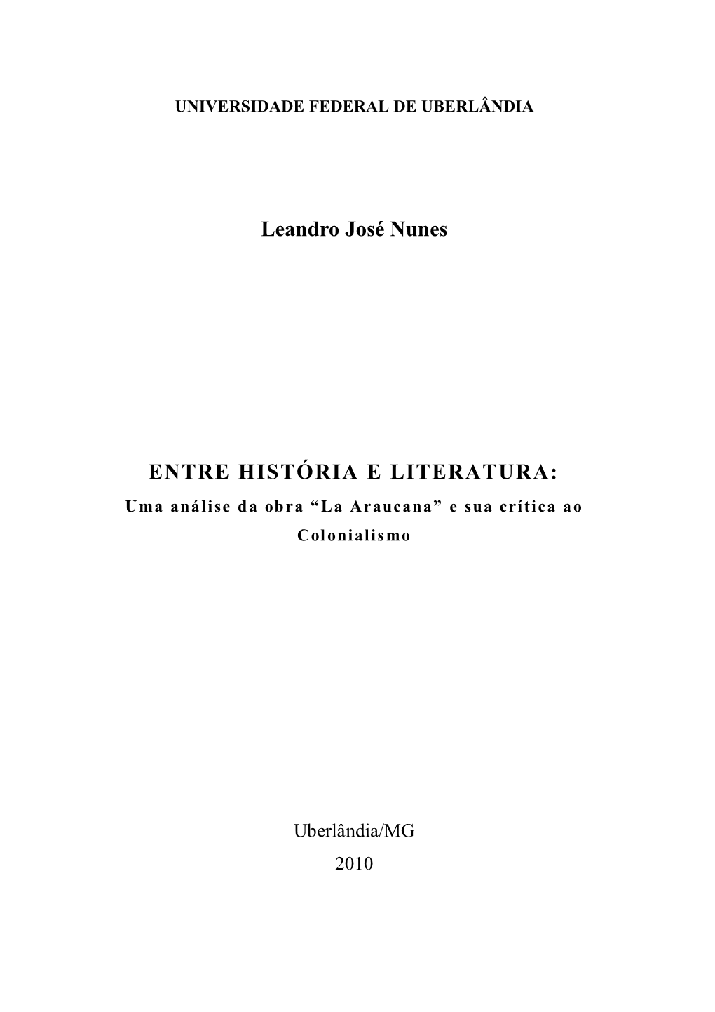 Leandro José Nunes ENTRE HISTÓRIA E LITERATURA