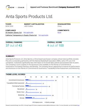 Anta Sports Products Ltd