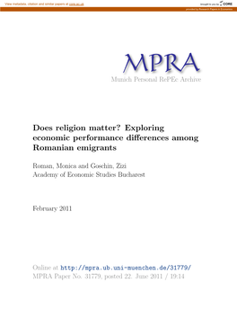 Does Religion Matter? Exploring Economic Performance Differences