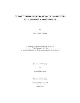 Opportunities for Near Data Computing in Mapreduce Workloads